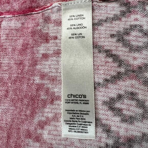 Chico's Tribal Chic Strom Cardigan Size Small/6 Linen Cotton Open 3/4 Sleeve - Picture 4 of 6